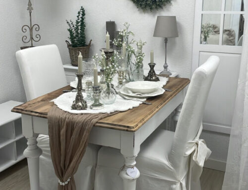 Shabby Chic in weiss, braun, silber und grün