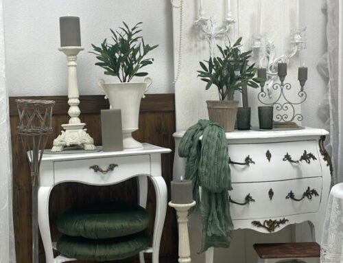 Shabby Chic in grün, weiss und braun